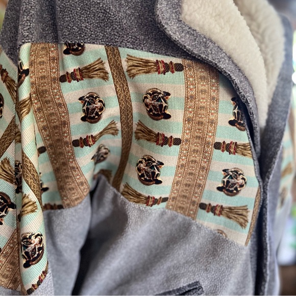 velour tired print jacket bomber unisex unique print - Picture 3 of 8